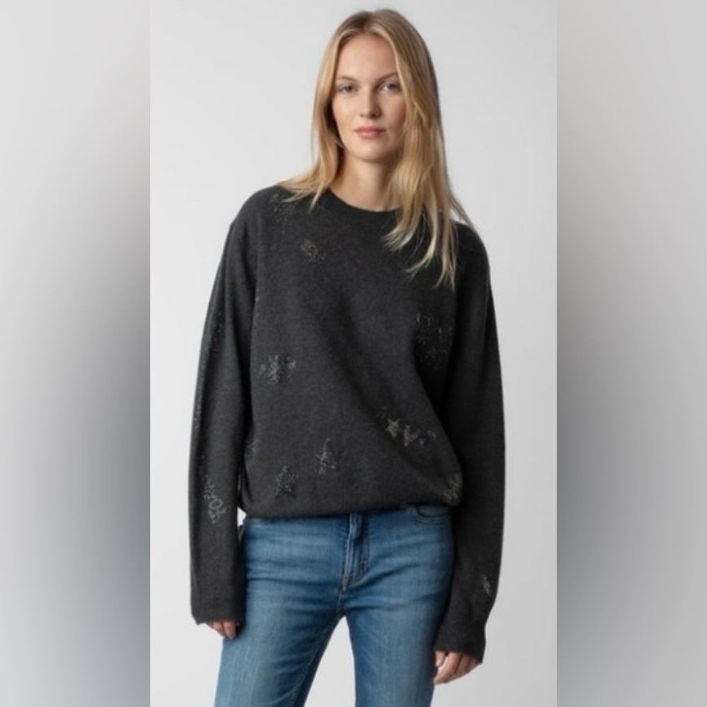 ZADIG & VOLTAIRE X HUMBERTO CRUZ PRAVIS 100% CASHMERE SWEATER, SIZE XS.